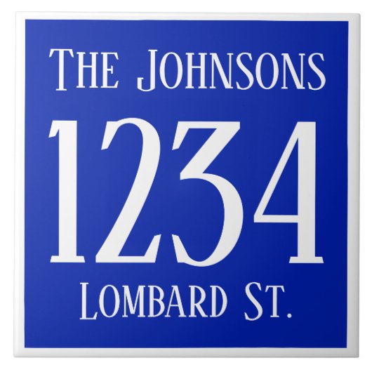 Hausnummer mit Straße u. Namen Fliese (Vorderseite)