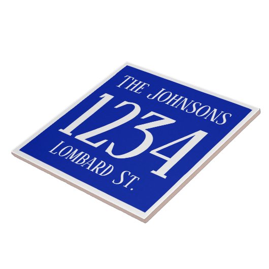 Hausnummer mit Straße u. Namen Fliese (Seite)