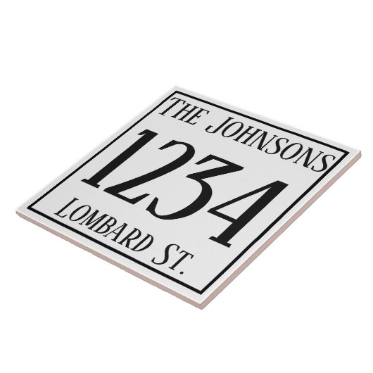 Hausnummer mit Straße und Name Fliese (Seite)