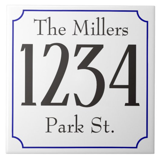 Hausnummer mit Straße und Namen Fliese (Vorderseite)