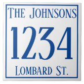 Hausnummer mit Street & Name Keramik Tile Fliese (Vorderseite)