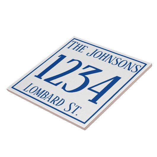 Hausnummer mit Street & Name Keramik Tile Fliese (Seite)