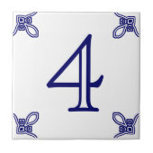 Hausnummer: Spanisch Blau auf Weiß Fliese (Vorderseite)