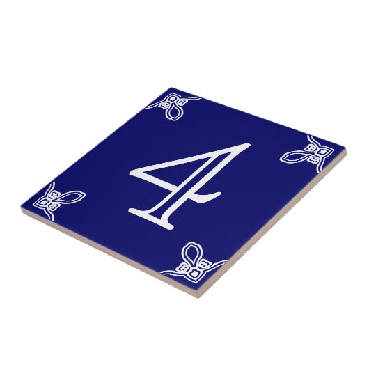 Hausnummer: Spanisch weiß auf blau Fliese (Seite)