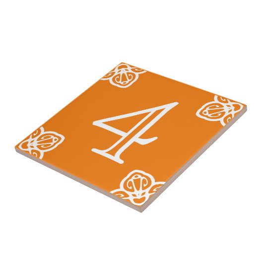 Hausnummer: Spanisch Weiß in Orange Fliese (Seite)