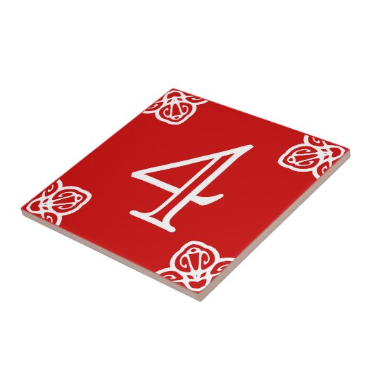 Hausnummer: Spanisch Weiß in Rot Fliese (Seite)