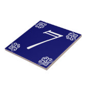 Hausnummer - spanisches Weiß auf Blau Fliese (Seite)