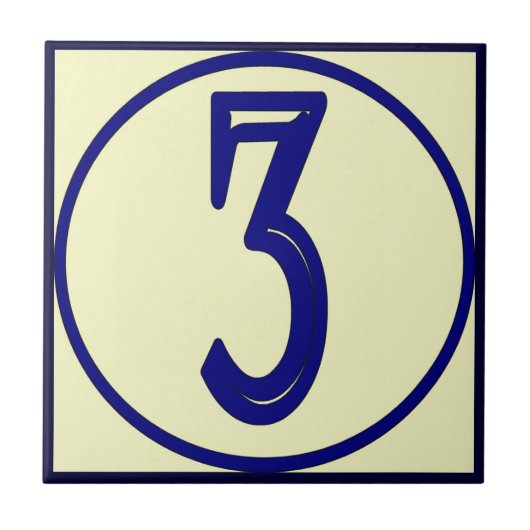 Hausnummern 3 im französischen Stil Fliese (Vorderseite)