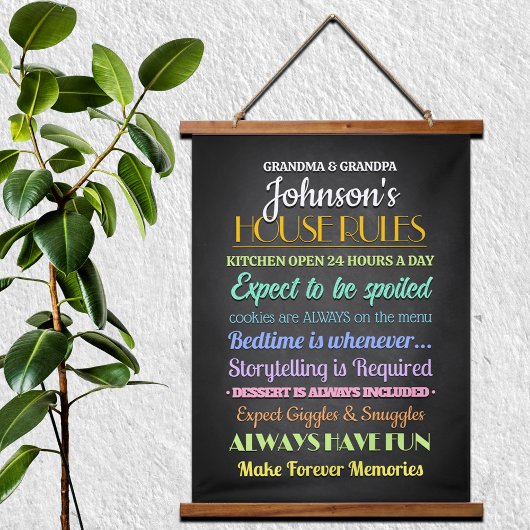 Hausordnung der Großeltern Wandteppich Mit Holzrahmen