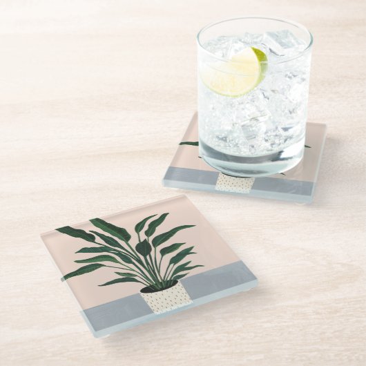 Hauspflanze Glasuntersetzer (Schrägansicht)