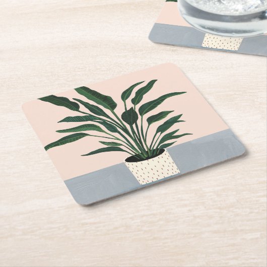 Hauspflanze Rechteckiger Pappuntersetzer (angewinkelt)