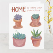Hauspflanzen Cactus Happy New Zuhause Watercolor Karte (Gelbe Blume)