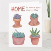 Hauspflanzen Cactus Happy New Zuhause Watercolor Karte (Vorderseite)