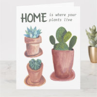 Hauspflanzen Cactus Happy New Zuhause Watercolor