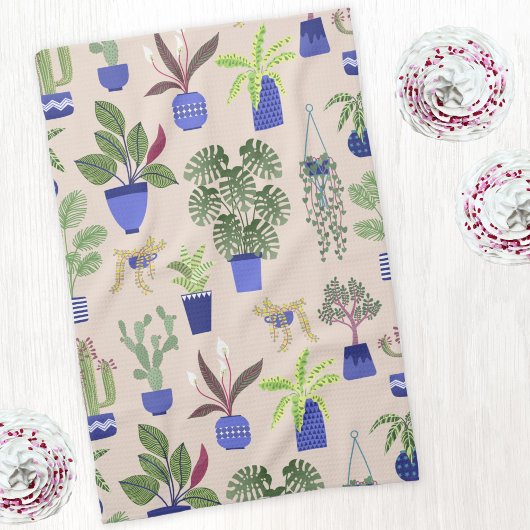 Hauspflanzen Kaktus Sukkulentes Muster Geschirrtuch
