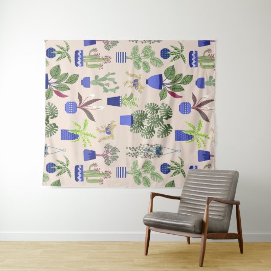 Hauspflanzen Kaktus Sukkulentes Muster Wandteppich (Beispiel (Horizontal))