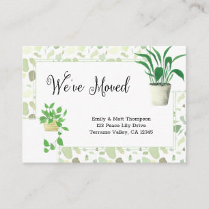 Hauspflanzen und grüne Terrazo Wir haben uns beweg Begleitkarte