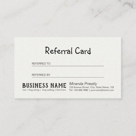 Hauspflege - Bewährungskarte Empfehlungskarte (Rückseite)