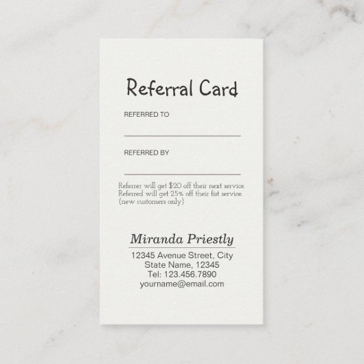 Hauspflege - Bewährungskarte Empfehlungskarte (Rückseite)