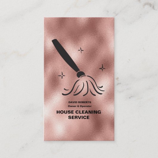 Hausreiniger Rose Gold Reinigungsservice Visitenkarte (Vorderseite)