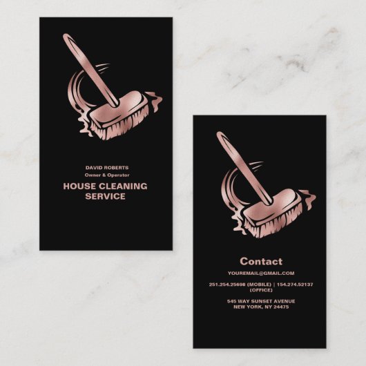 Hausreiniger Rose Gold Reinigungsservice Visitenkarte (Vorne/Hinten)