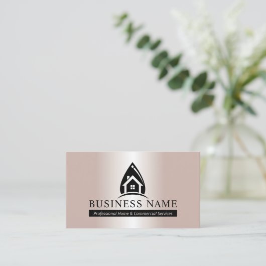 Hausreinigung Berufliche Rose Gold Housekeeping Visitenkarte (Stehend Vorderseite)