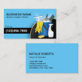 Hausreinigung Beruflicher Haushaltshilfe Blue Visitenkarte (Vorne/Hinten)