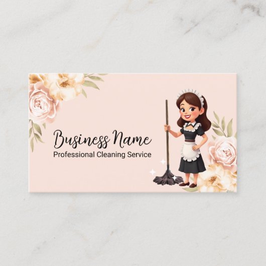 Hausreinigung Blumenkohl Niedliches Haushaltshilfe Visitenkarte (Vorderseite)