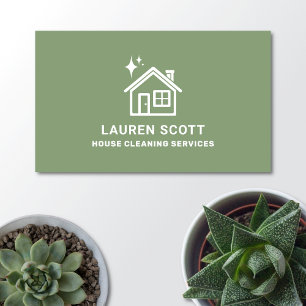 Hausreinigung Einfach Minimalistisch grün Visitenkarte