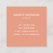 Hausreinigung Einfache Logo Pfirsich Pink Quadratische Visitenkarte (Rückseite)