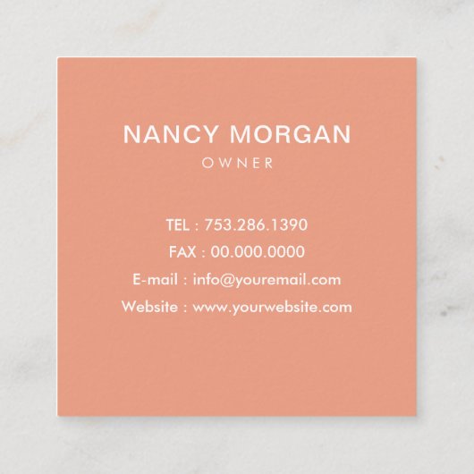 Hausreinigung Einfache Logo Pfirsich Pink Quadratische Visitenkarte (Rückseite)