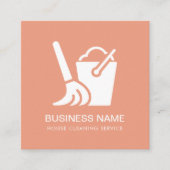 Hausreinigung Einfache Logo Pfirsich Pink Quadratische Visitenkarte (Vorderseite)