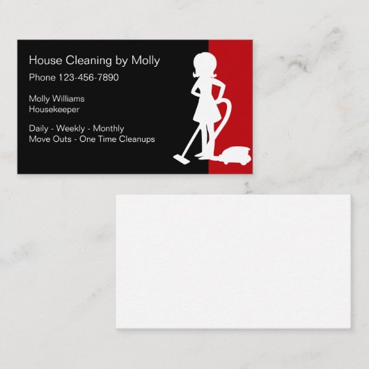 Hausreinigung Einfaches Design Visitenkarte (Vorne/Hinten)