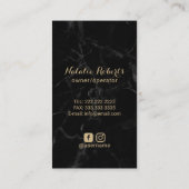 Hausreinigung Gold Feather Duster Schwarzer Marmor Visitenkarte (Rückseite)