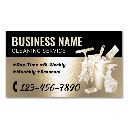 Hausreinigung Gold Glitzer Housekeeping Magnetische Visitenkarte (Vorderseite)