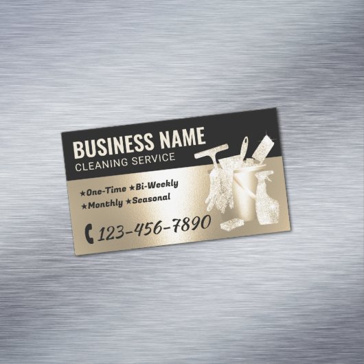 Hausreinigung Gold Glitzer Housekeeping Magnetische Visitenkarte (Beispiel)
