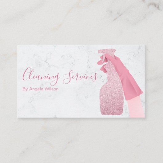 Hausreinigung Haushaltshilfe Glitzer Marble Chic Visitenkarte (Vorderseite)