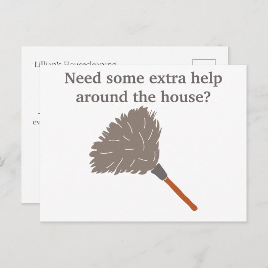 Hausreinigung Haushaltshilfe Werbung Postkarte (Vorne/Hinten)