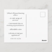 Hausreinigung Haushaltshilfe Werbung Postkarte (Rückseite)