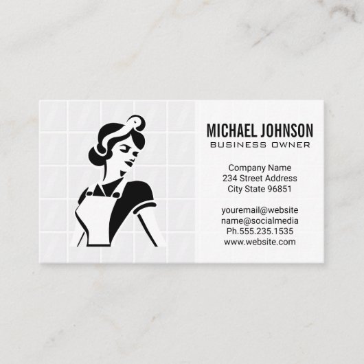 Hausreinigung | Hintergrund der Badezimmer Fliesen Visitenkarte (Vorderseite)