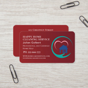 Hausreinigung Home Services Charmantes Rot qr code Visitenkarte
