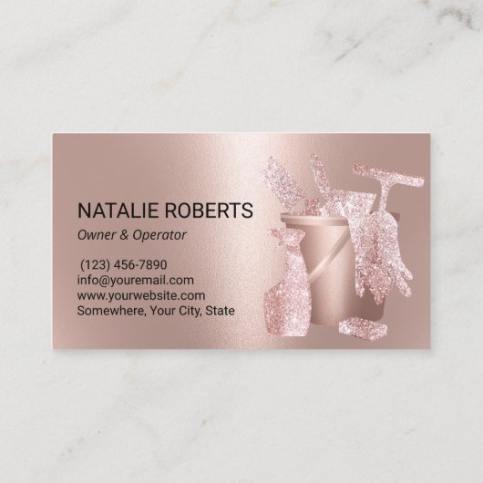Hausreinigung Housekeeping Moderne Rose Gold Tropf Visitenkarte (Rückseite)