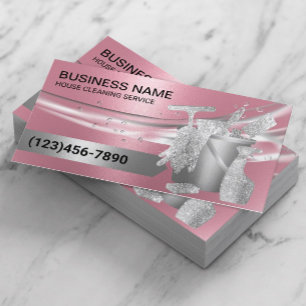 Hausreinigung Housekeeping Service Modernes Rosa Visitenkarte