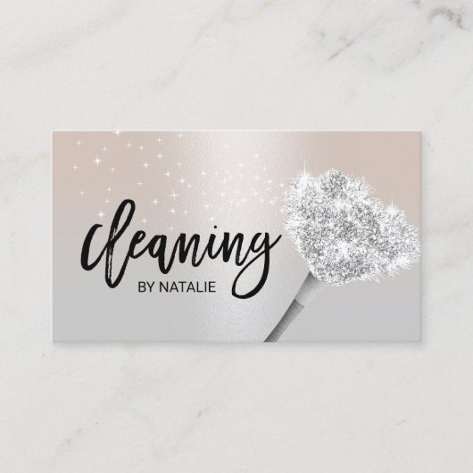 Hausreinigung Housekeeping Service Modernes Silber Visitenkarte (Vorderseite)