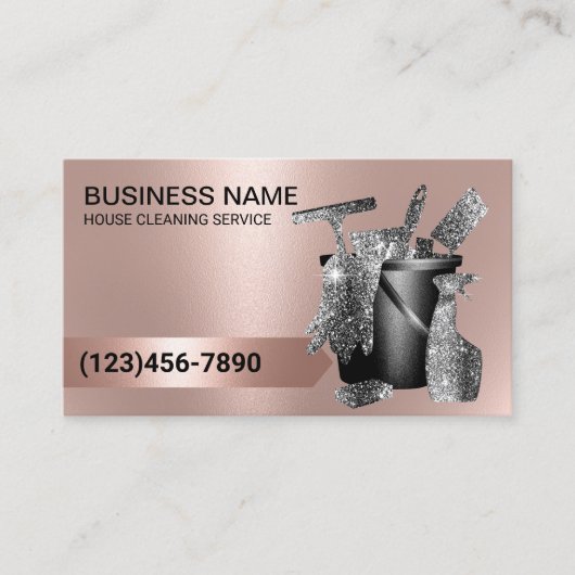 Hausreinigung Housekeeping Trendy Rose Gold Visitenkarte (Vorderseite)
