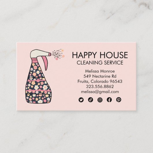 Hausreinigung Janitor Daisy Spray Flasche Visitenkarte (Vorderseite)