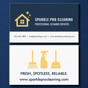 Hausreinigung Logo Navy Blue & Gold Visitenkarte
