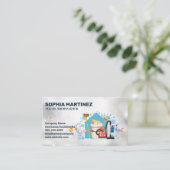 Hausreinigung | Maid | Janitors Visitenkarte (Stehend Vorderseite)