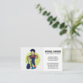 Hausreinigung | Mann mit Vakuum Visitenkarte (Stehend Vorderseite)