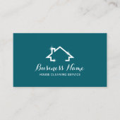 Hausreinigung Minimaler Hauslogo Aquamarin Visitenkarte (Vorderseite)